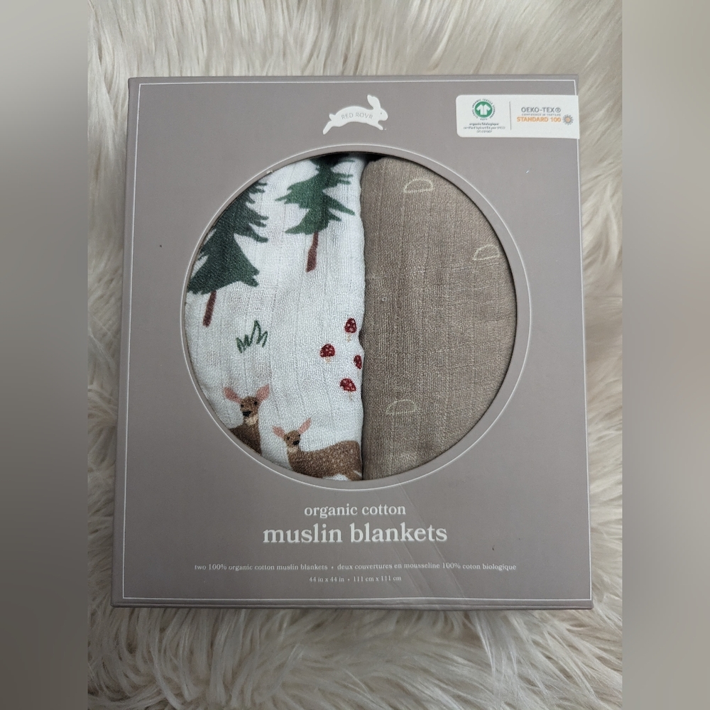 NEW Red Rover Organic Cotton Muslin 2pk Blankets
